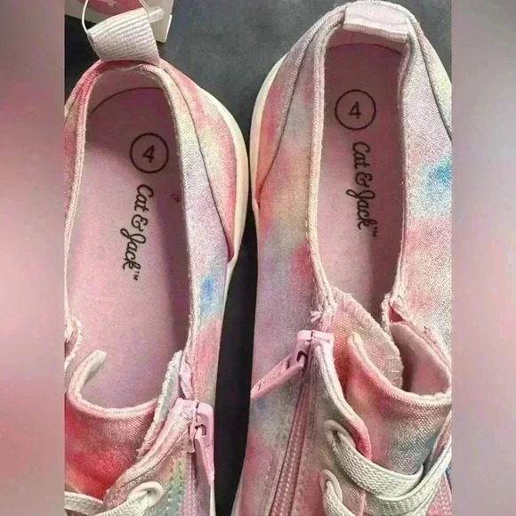 Cat & Jack Shoes Kids Girls Luka Double Zip Lace Up Sneakers Pink Fabric - Picture 11 of 11